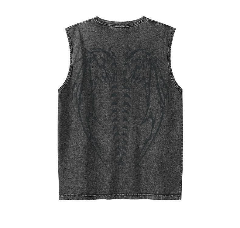 UOUA Men's Graphic Tank Tops Washed Sleeveless Tee Shirts