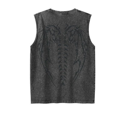 UOUA Men's Graphic Tank Tops Washed Sleeveless Tee Shirts