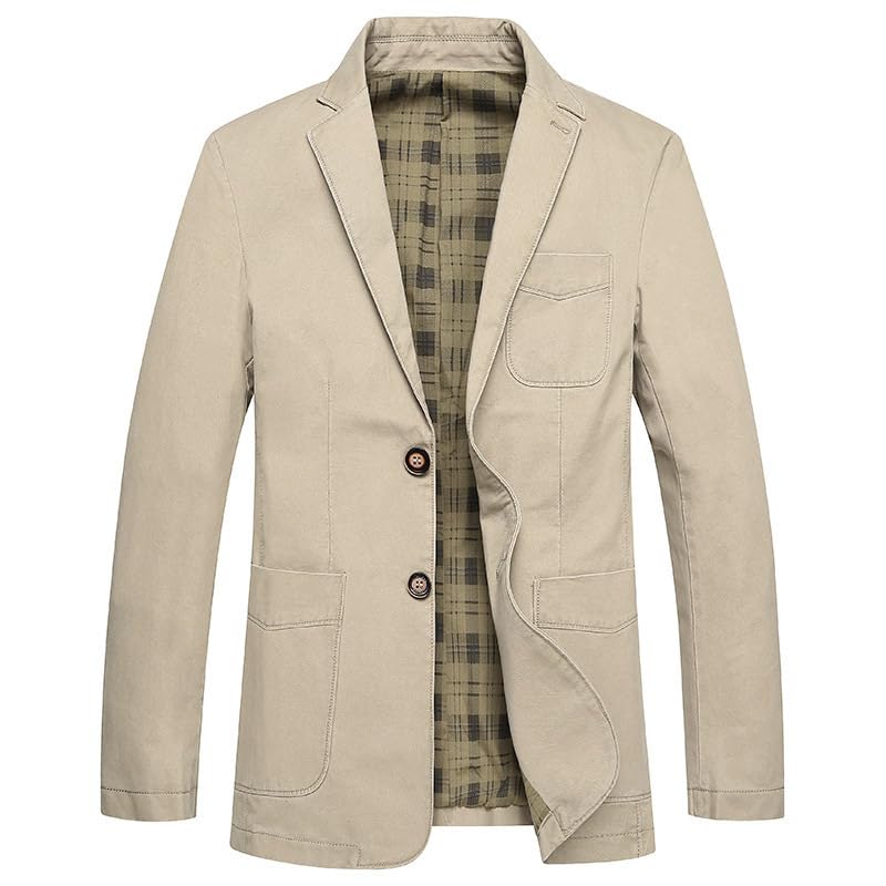 Men's Blazer Cotton Suit Sport Coat Classic Denim Casual Busniess Jacket