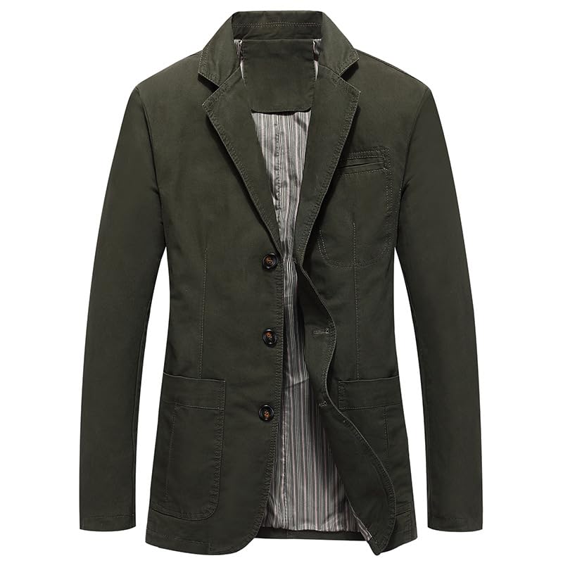 Men's Blazer Cotton Suit Sport Coat Classic Denim Casual Busniess Jacket