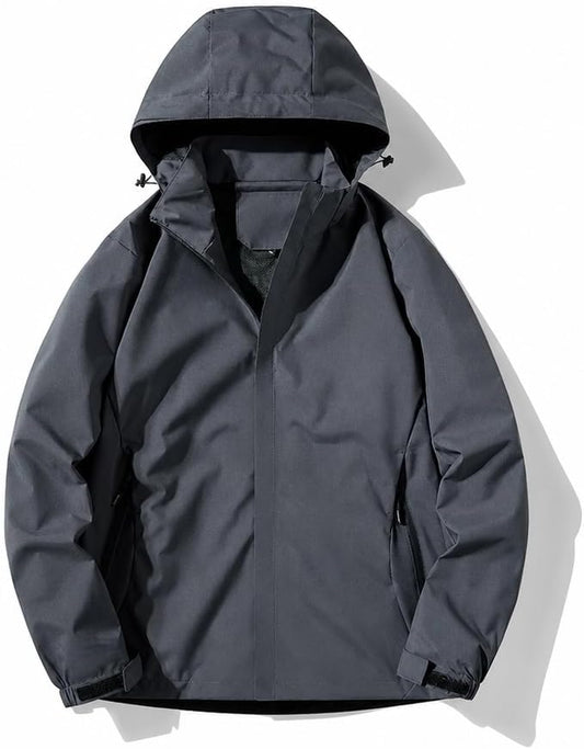Men's Waterproof Windbreaker with Removable Hood Lightweight Rain Coats for Casual Hiking Cycling