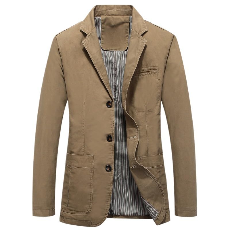 Men's Blazer Cotton Suit Sport Coat Classic Denim Casual Busniess Jacket
