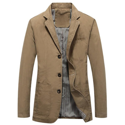 Men's Blazer Cotton Suit Sport Coat Classic Denim Casual Busniess Jacket