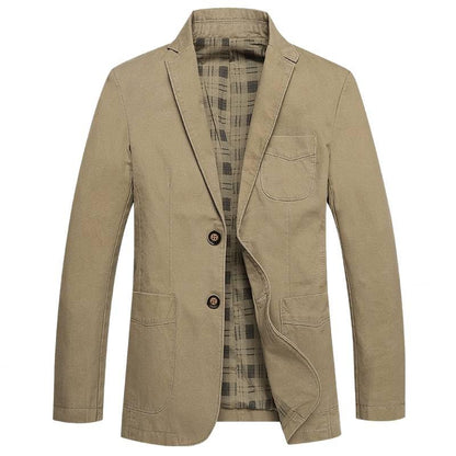 Men's Blazer Cotton Suit Sport Coat Classic Denim Casual Busniess Jacket