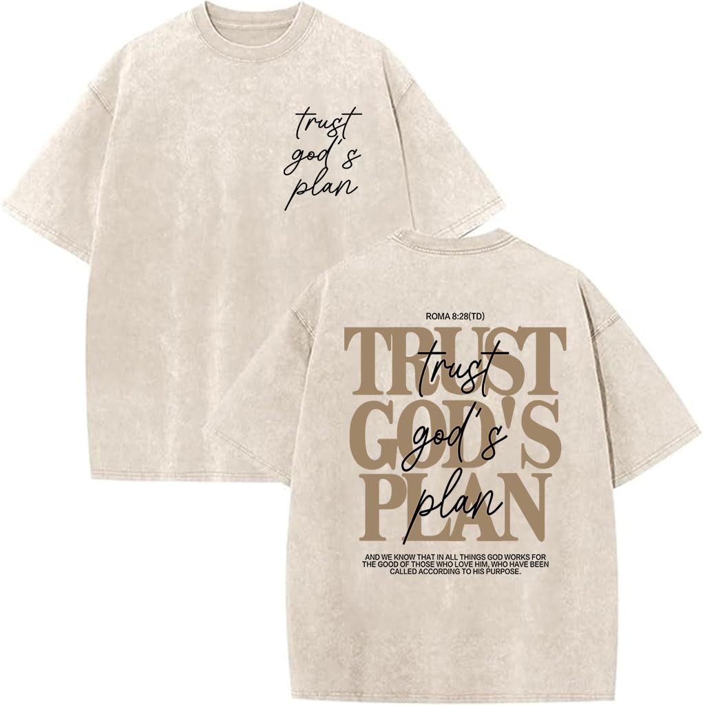 Eatbook Christian Shirts for Men Women Jesus Faith Oversized Acid Wash Tops