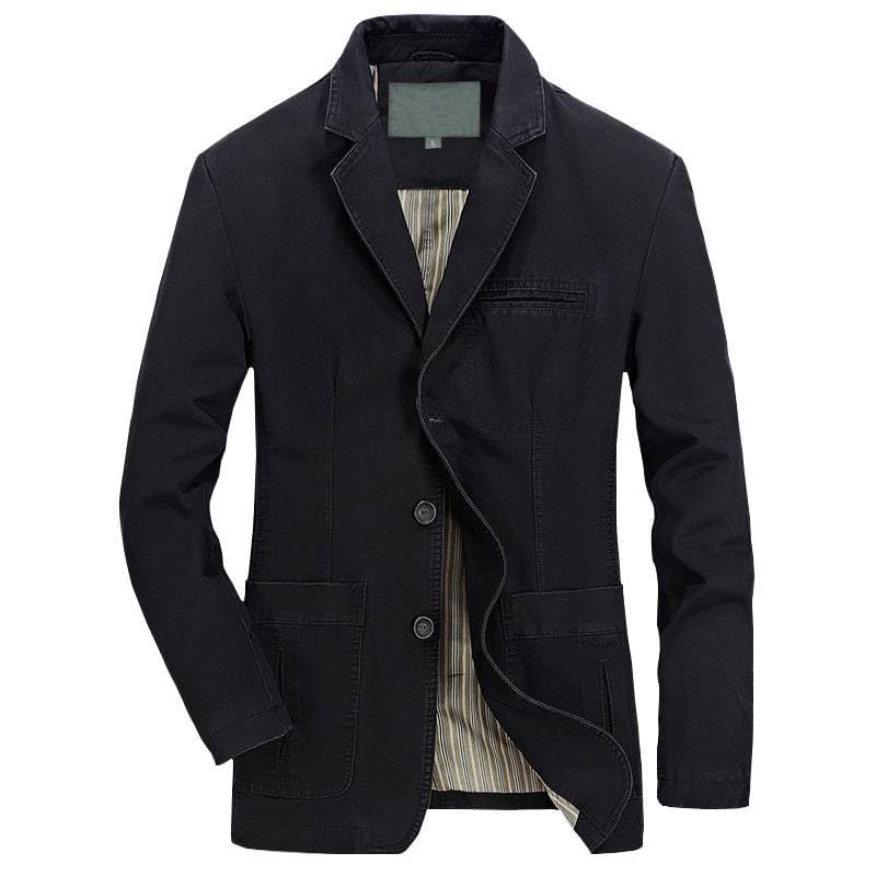 Men's Blazer Cotton Suit Sport Coat Classic Denim Casual Busniess Jacket