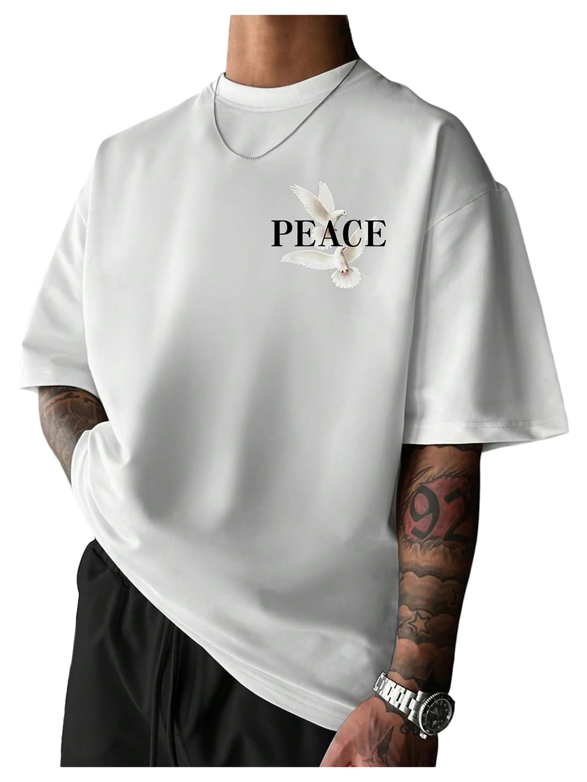 COZYEASE Men's Letter Graphic Tee Short Sleeve Summer T-Shirts Streetwear