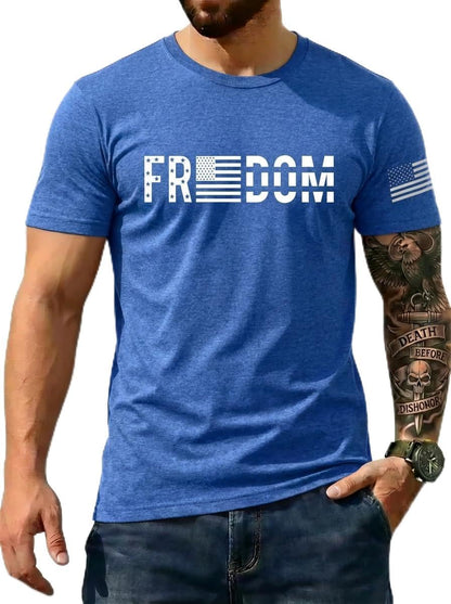 Men's USA Flag T-Shirt, Patriotic Freedom Graphic Tee, us Independence Day tee