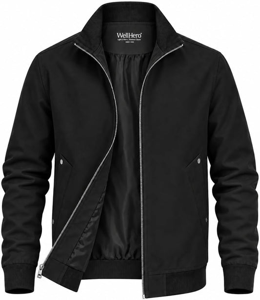 Men's Casual Jacket Lightweight Zip Up Bomber Jacket