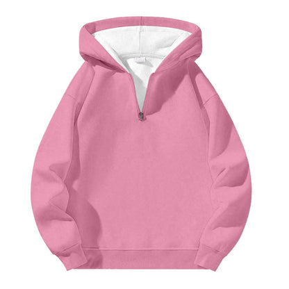 Men'S Quarter Zip Up Hoodies Fall Winter Jackets Drop Shoulder Sweatshirt
