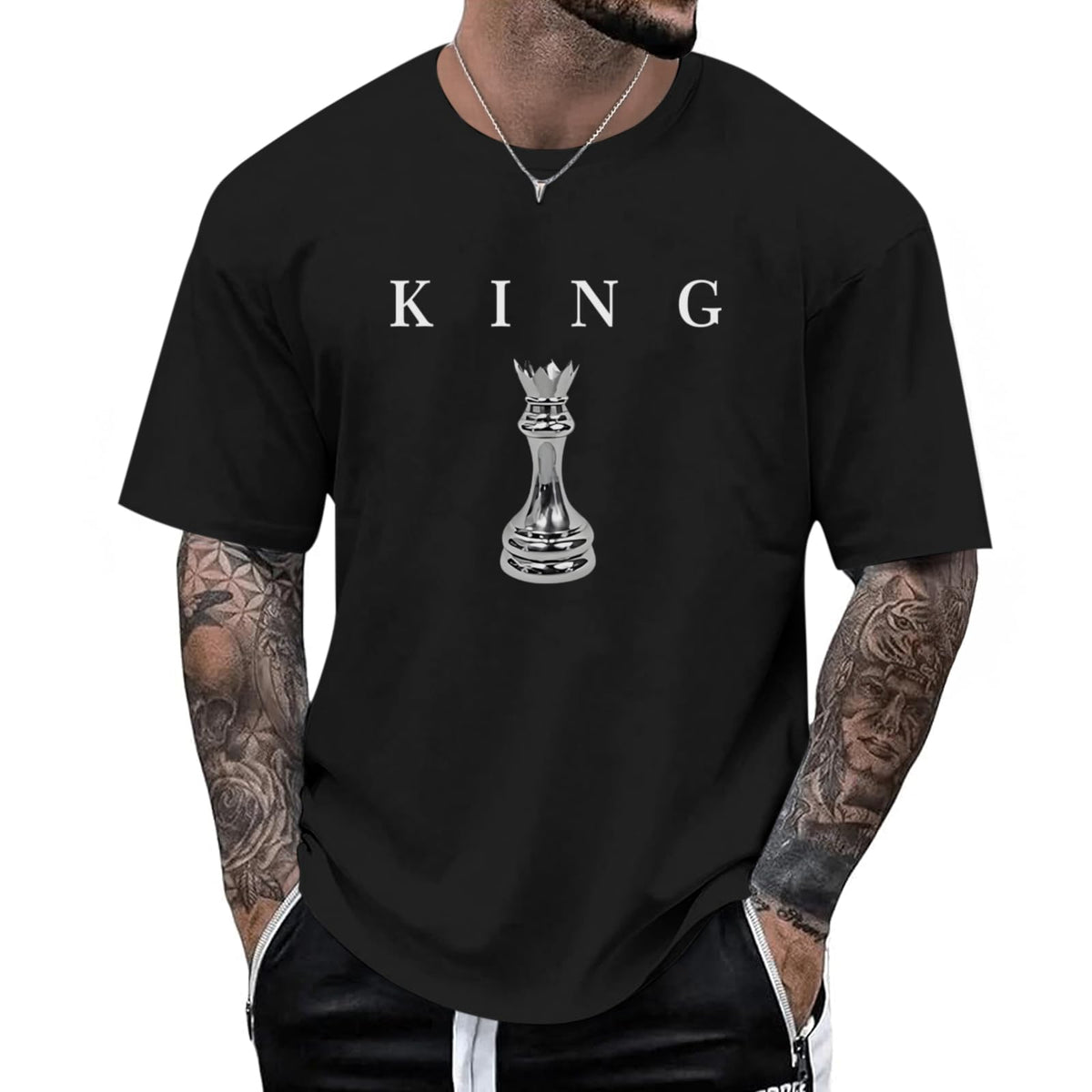 Men's King Chess Shirt Graphic Tees Designer Printed T Shirts for Men Urban Letter T-Shirt Streetwear