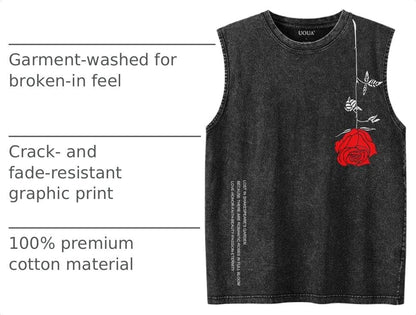 UOUA Men's Graphic Tank Tops Washed Sleeveless Tee Shirts