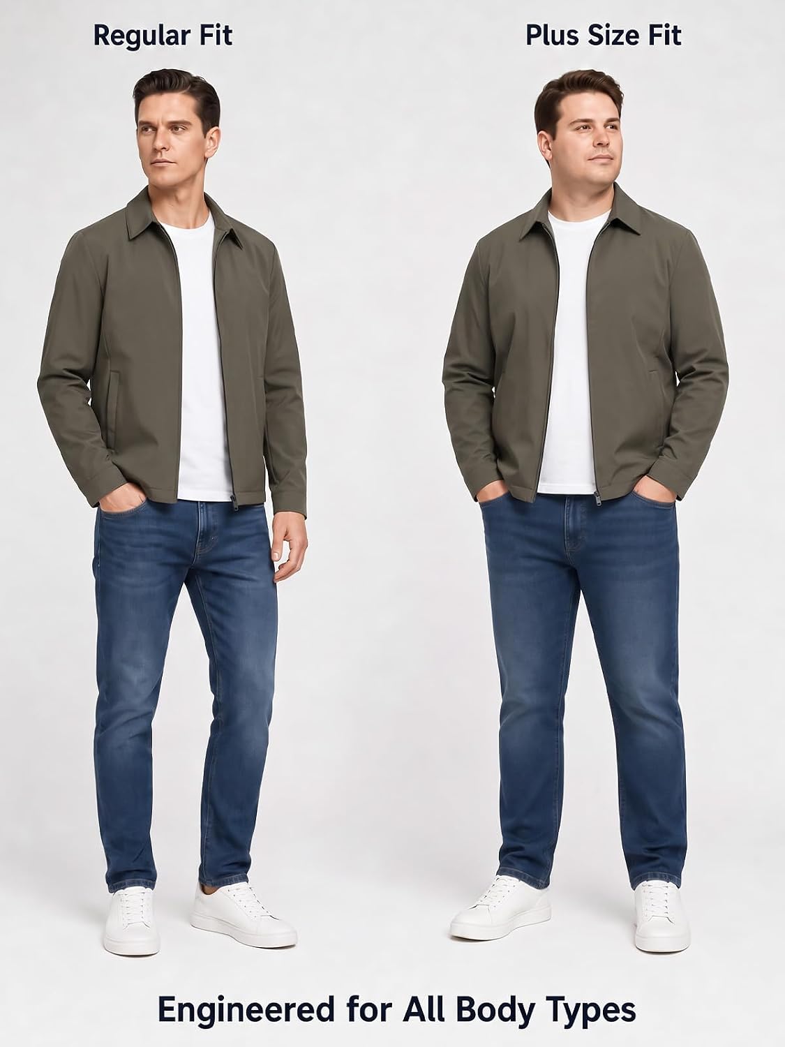 Allthemen Mens Lightweight Jacket Casual Zip Up Golf Work Jackets