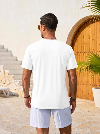 Runcati Mens Short Sleeve Crewneck Graphic Printed Casual T-Shirts