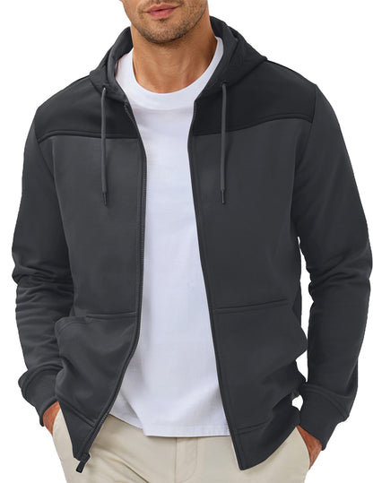 JMIERR Men's Colorblock Zip Hoodie Lightweight Jacket