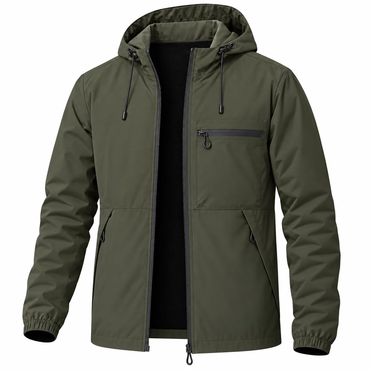 Men's Lightweight Windbreaker Jacket Full-Zip with Chest Pocket