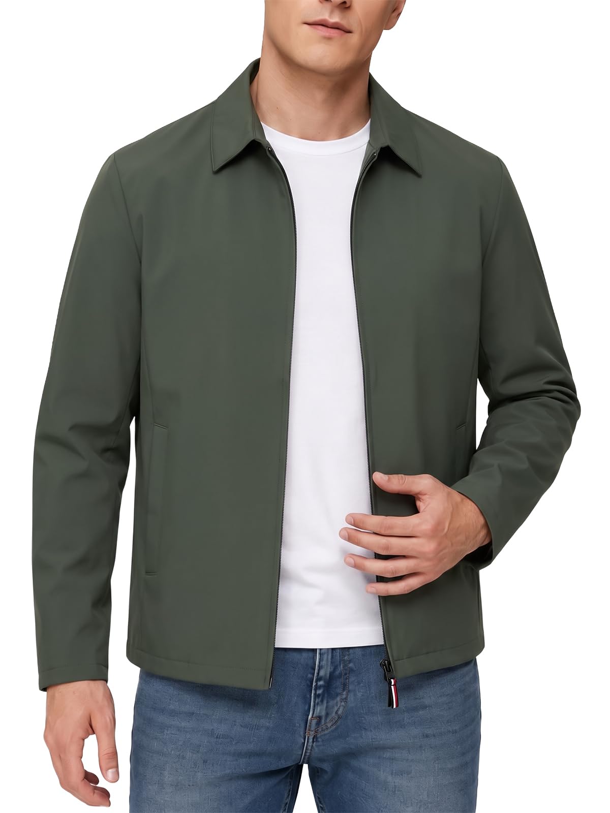 Allthemen Mens Lightweight Jacket Casual Zip Up Golf Work Jackets