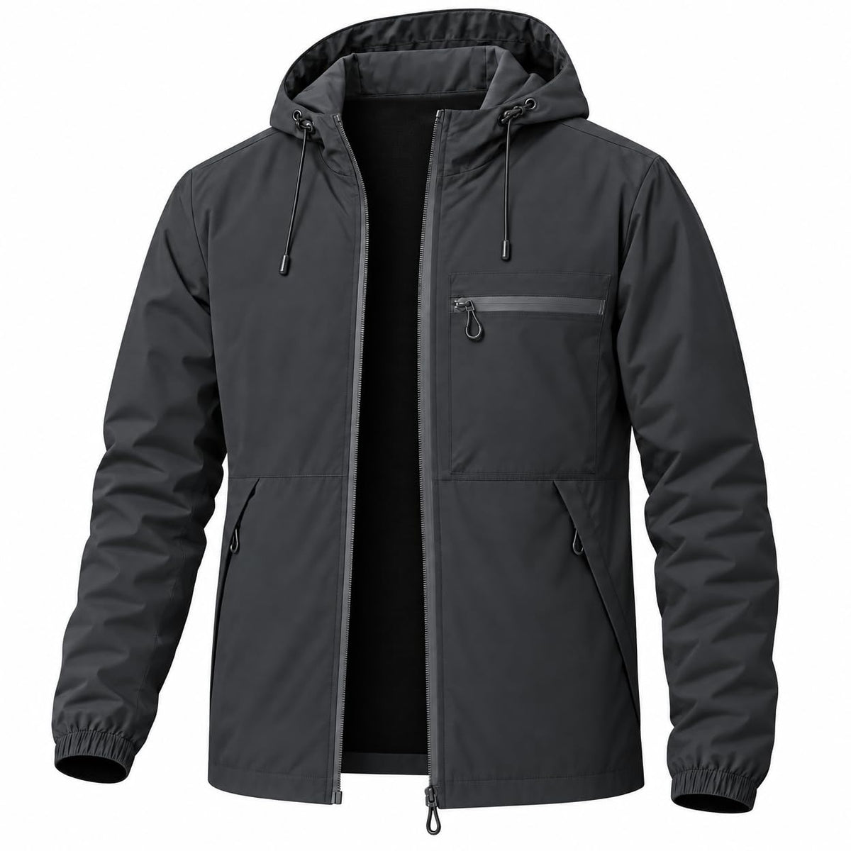 Men's Lightweight Windbreaker Jacket Full-Zip with Chest Pocket