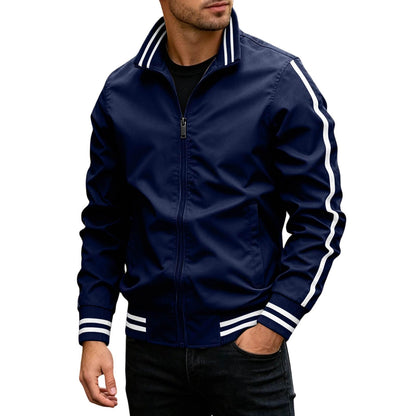 Men Bomber Jacket Windbreaker Lightweight Long Sleeve Zip Up Bomber Cardigan Waterproof Pocket Flight Coat Voyage