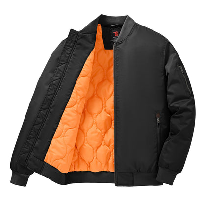 Gopune Men's Bomber Jacket Casual Fall Winter Warm Jacket Full Zip Padded Coats Outwear