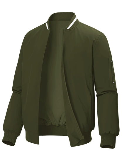 Mens Casual Lightweight Bomber Jackets Zipper Up Windproof Coat