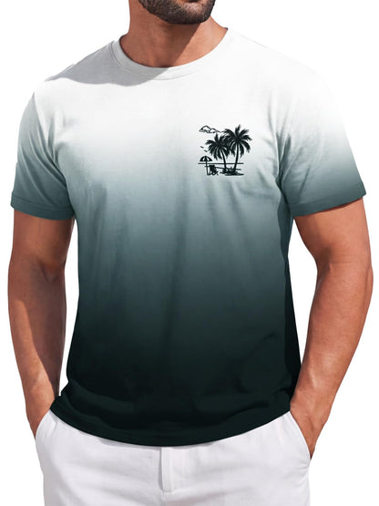 Runcati Mens Short Sleeve T-Shirts Gradient Graphic Vintage Hawaiian Tee