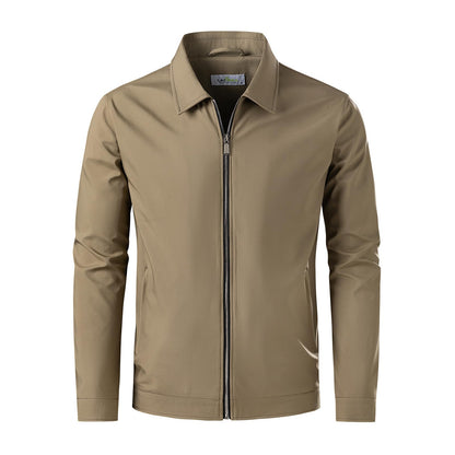 Men's Lightweight Casual Windbreaker Laydown Collar Zipper Pocket Coat Fall Spring Golf Work Dress Business