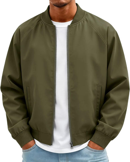 Bomber Jacket Men Lightweight Windbreaker Spring Fall Casual Jackets