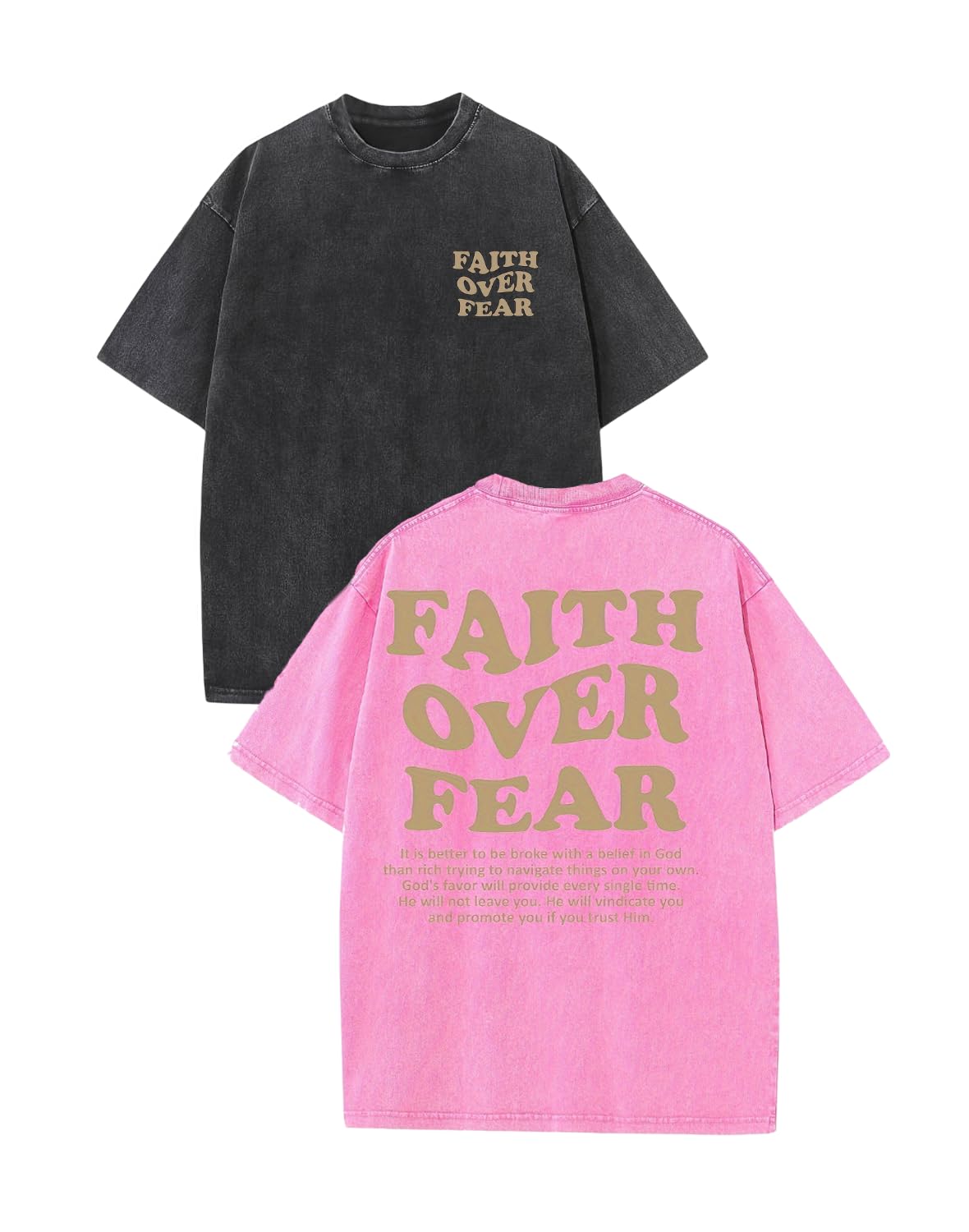 2 Packs Christian T Shirts for Men Oversized Tee Graphic Apparel Acid Washed Baggy Gym Top