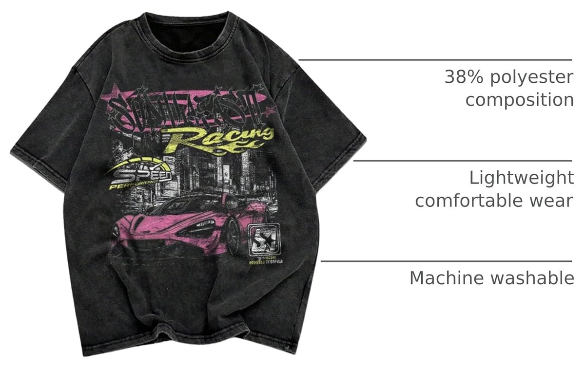 SOLY HUX Men's Short Sleeve Retro Hip Hop Graphic Oversized Tees