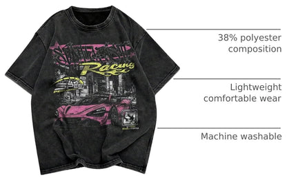 SOLY HUX Men's Short Sleeve Retro Hip Hop Graphic Oversized Tees
