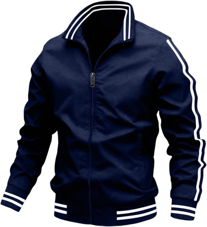 Men Bomber Jacket Windbreaker Lightweight Long Sleeve Zip Up Bomber Cardigan Waterproof Pocket Flight Coat Voyage