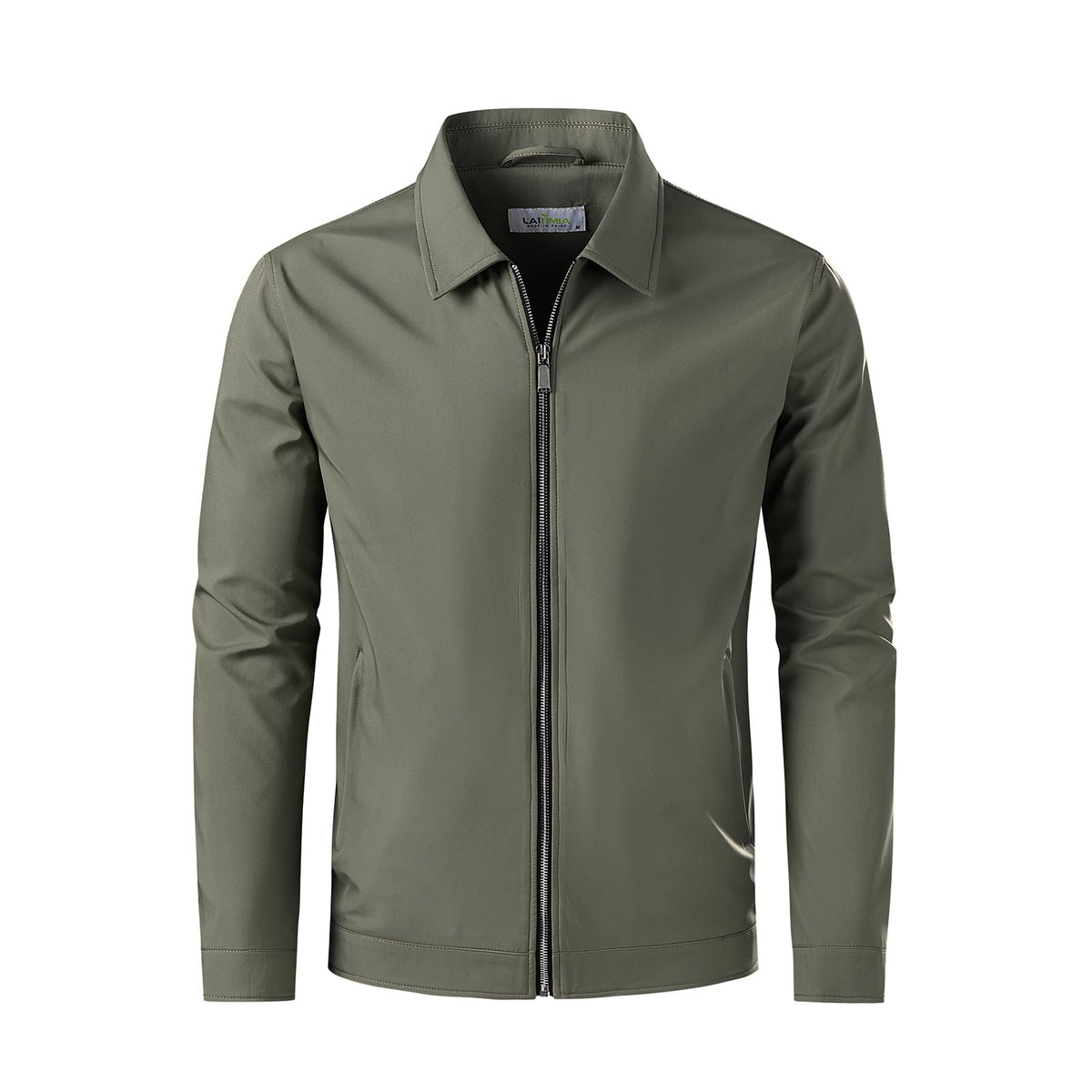 Men's Lightweight Casual Windbreaker Laydown Collar Zipper Pocket Coat Fall Spring Golf Work Dress Business