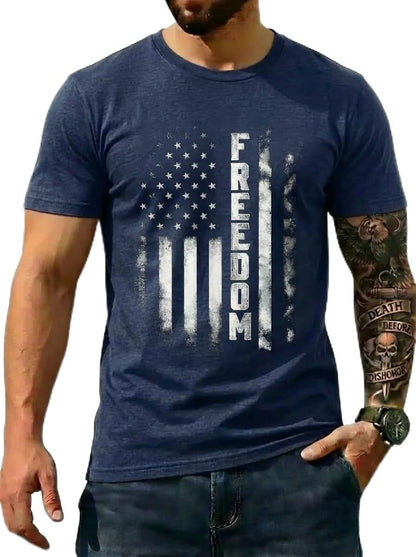 Men's USA Flag T-Shirt, Patriotic Freedom Graphic Tee, us Independence Day tee