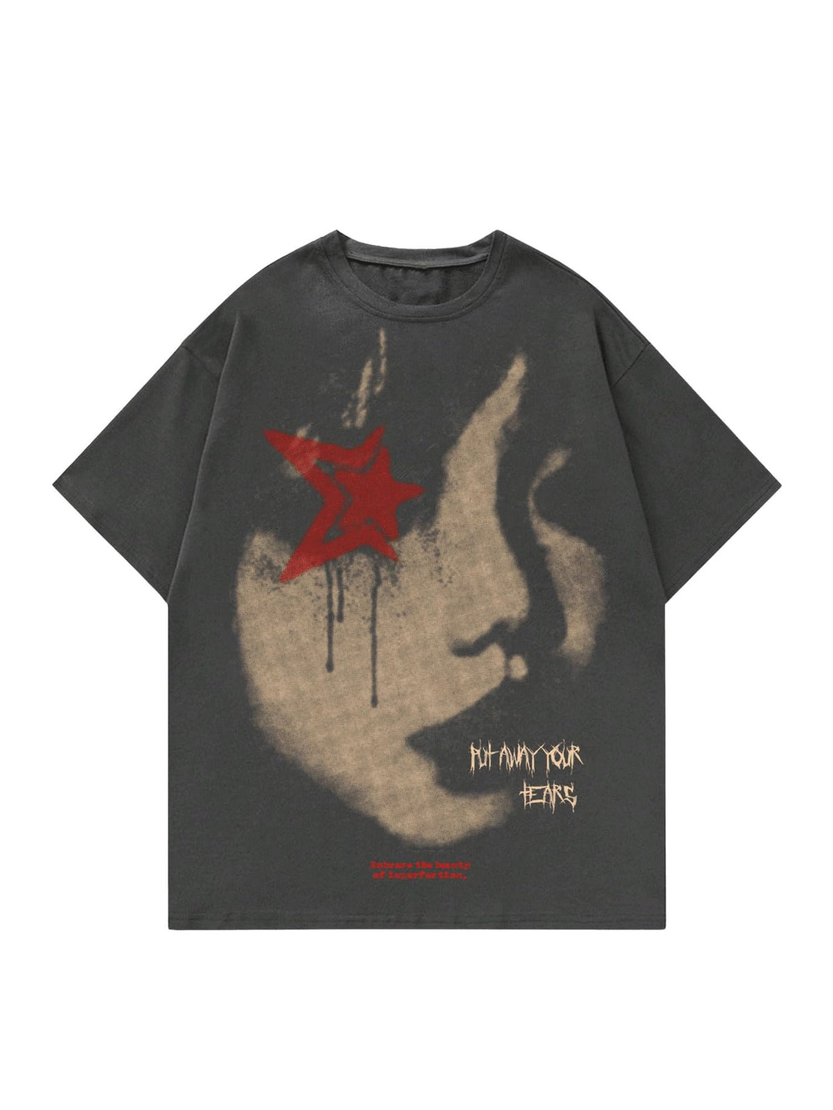 VIPWOLF Men's Graphic Vinatge Oversized Short Sleeve Tee Shirt