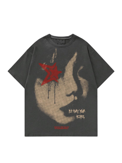 VIPWOLF Men's Graphic Vinatge Oversized Short Sleeve Tee Shirt