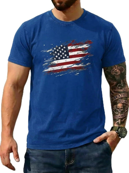Men's USA Flag T-Shirt, Patriotic Freedom Graphic Tee, us Independence Day tee