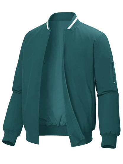 Mens Casual Lightweight Bomber Jackets Zipper Up Windproof Coat