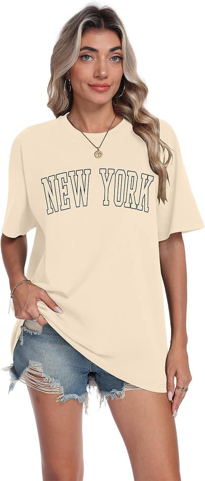 Aiyino Men's New York Tee – Varsity Graphic 100% Cotton Casual Top