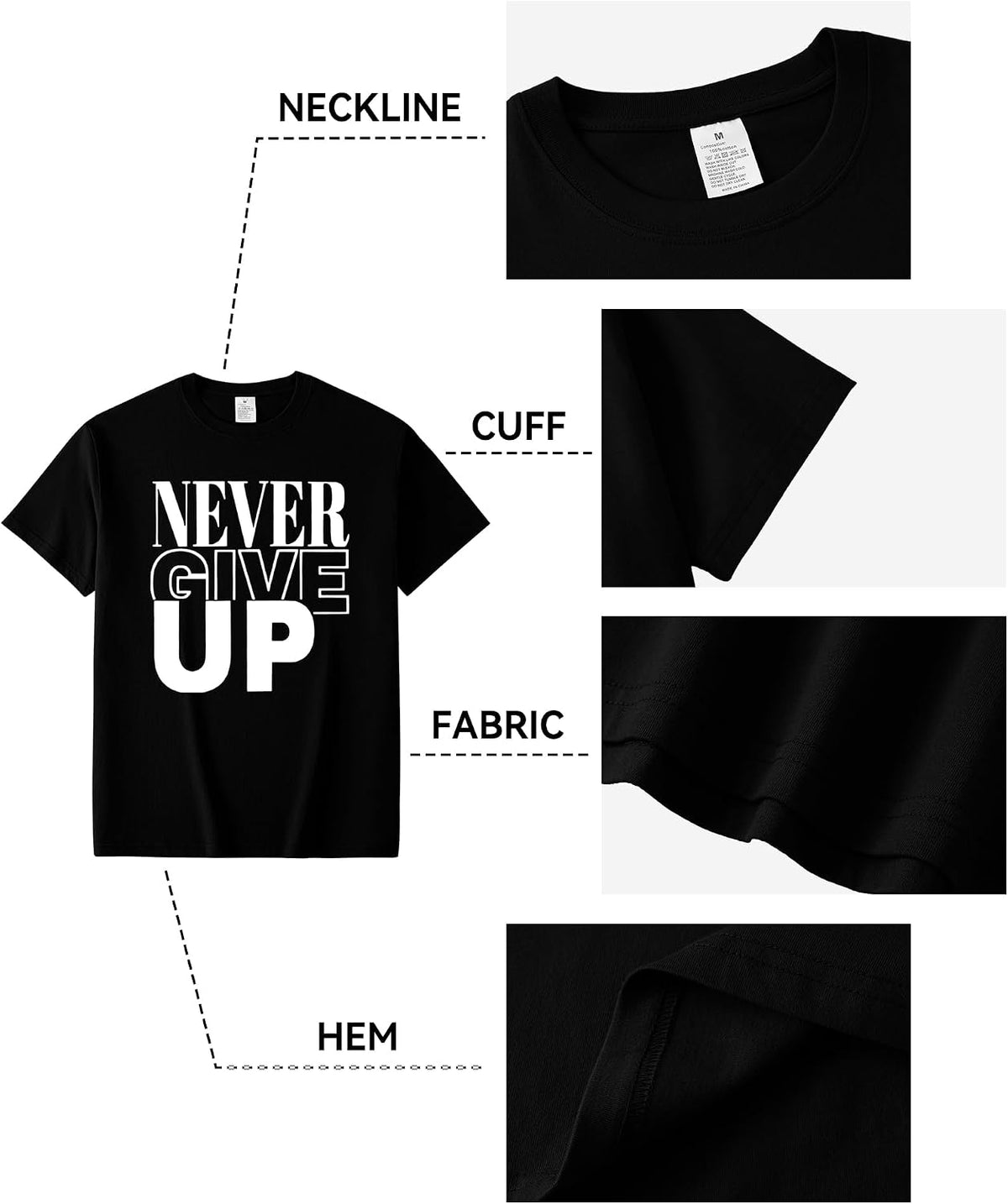 Aiyino Men's Never Give Up Tee – Bold Slogan Graphic