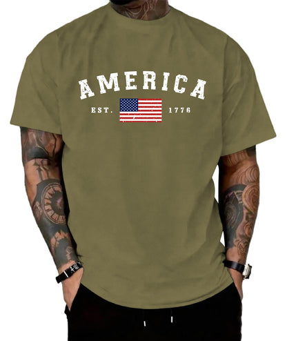 KESIHAN American 1776 Flag Patriotic T Shirt for Men Casual Regular Tee