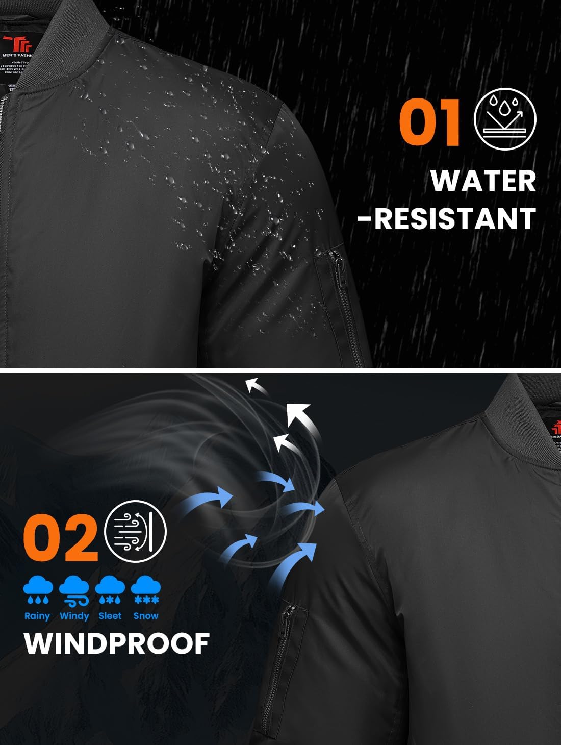 Gopune Men's Bomber Jacket Casual Fall Winter Warm Jacket Full Zip Padded Coats Outwear