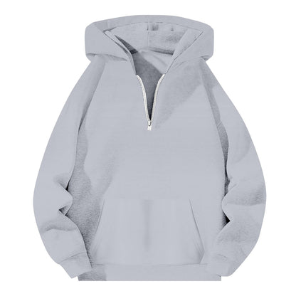 Men'S Quarter Zip Up Hoodies Fall Winter Jackets Drop Shoulder Sweatshirt