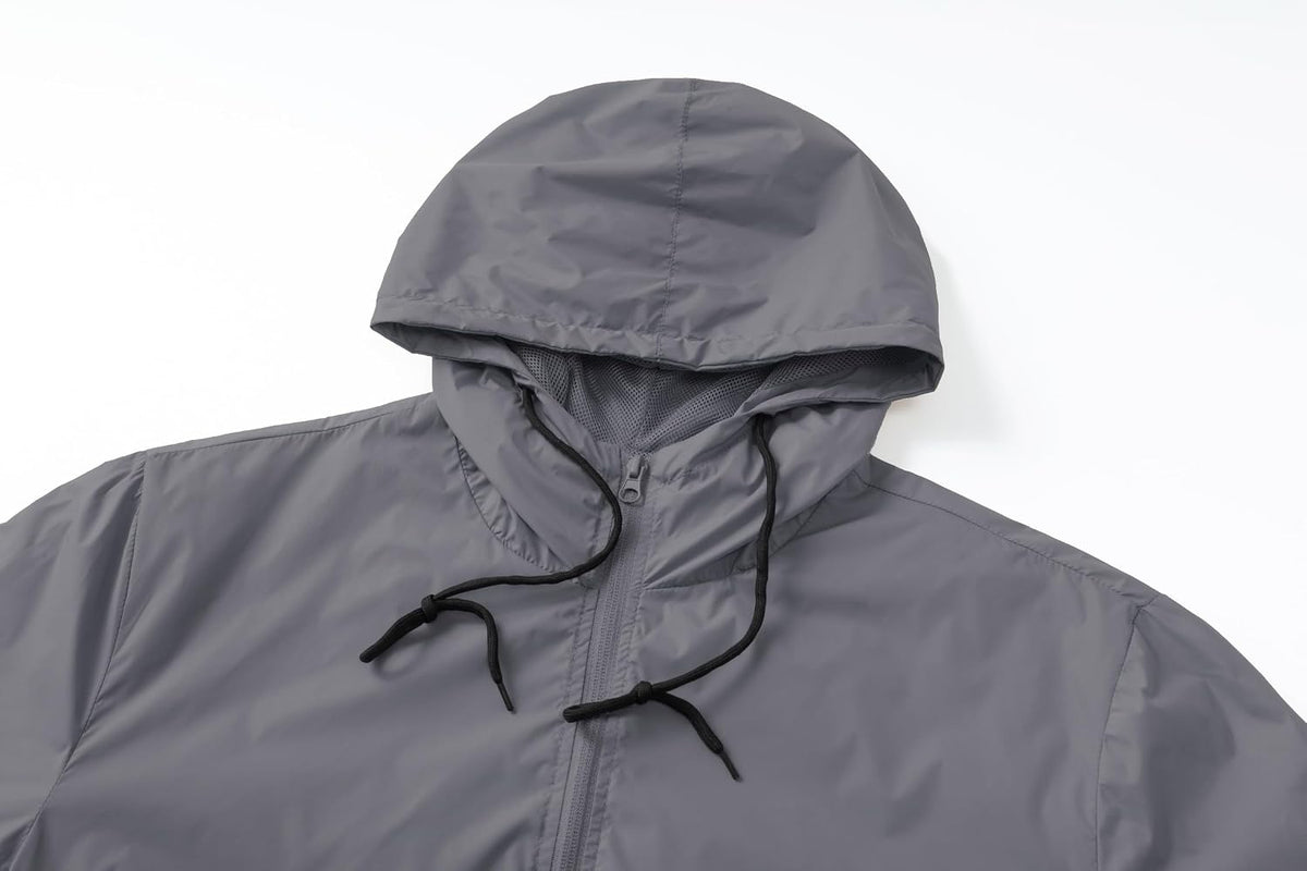 Men's Lightweight Windbreaker Jackets Outdoor Hooded Pocket Raincoat Jacket