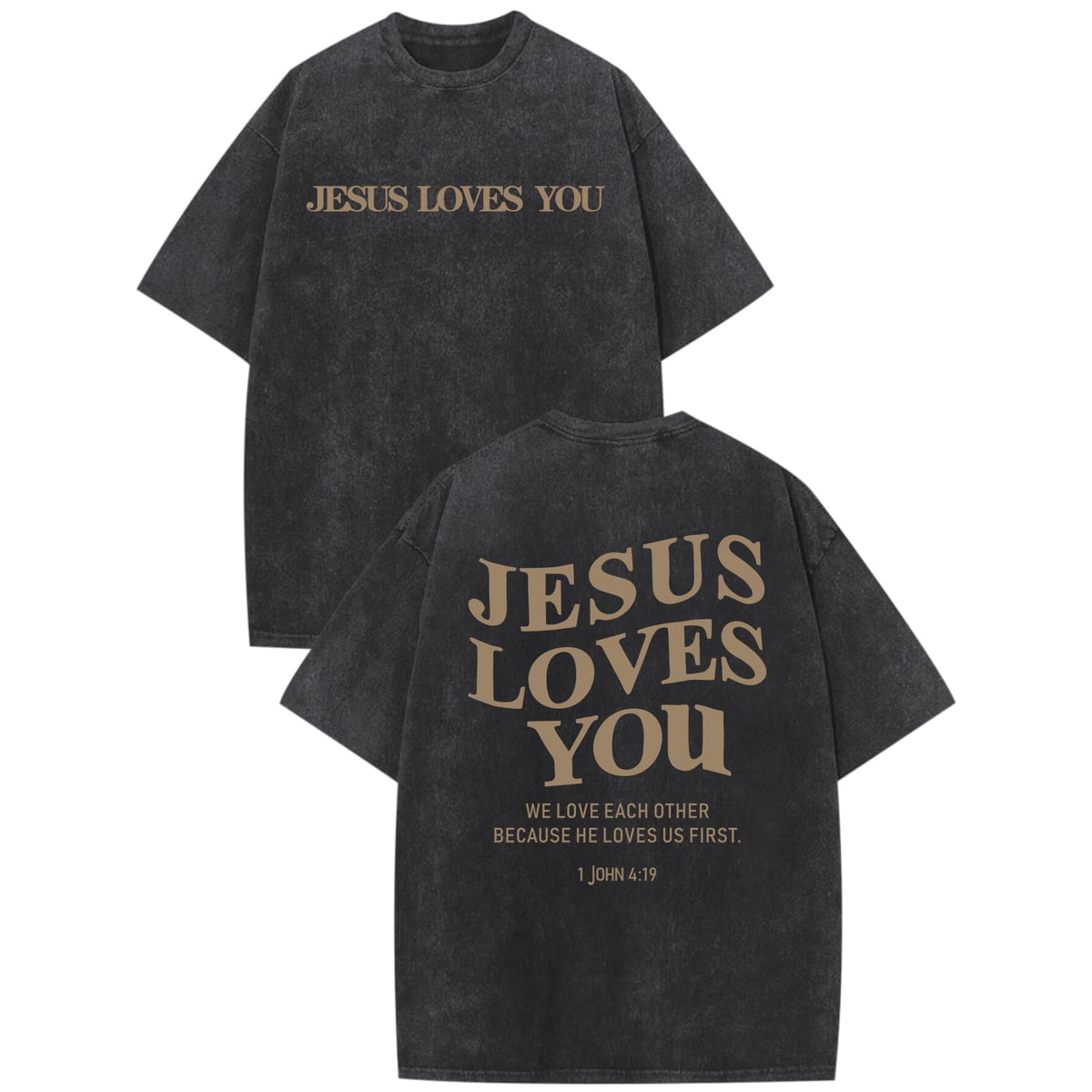 Christian Jesus Loves You Shirts for Men Religious Oversized Graphic Tees Jesus Faith Acid Wash T Shirt God Top