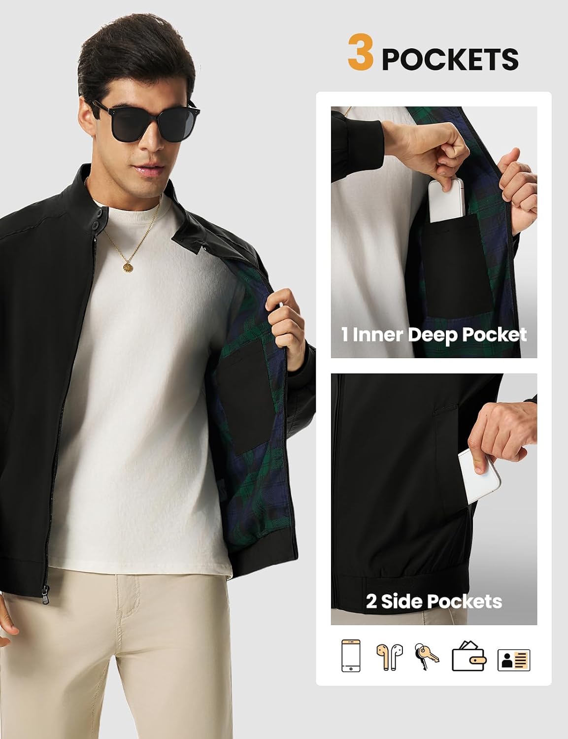TBMPOY Men's Lightweight Jackets Casual Windbreaker Light Golf Fall