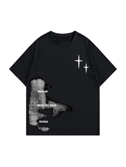 BEAUDRM Men's Plus Size Cross Graphic Tee Short Sleeve Regular Fit T Shirt