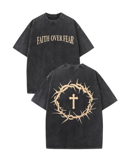 2 Packs Christian T Shirts for Men Oversized Tee Graphic Apparel Acid Washed Baggy Gym Top