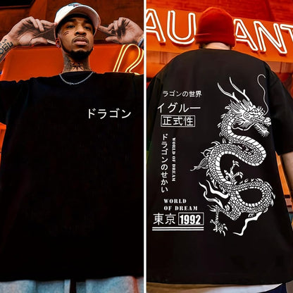 UOUA Men's Graphic Tees Oversized Short Sleeve T-Shirt