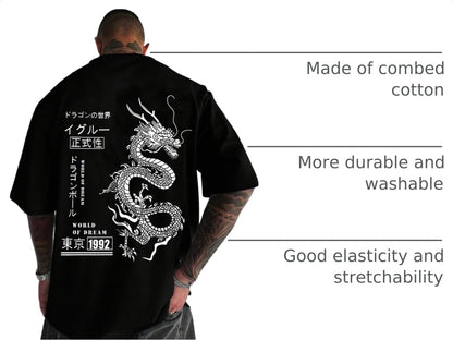 UOUA Men's Graphic Tees Oversized Short Sleeve T-Shirt